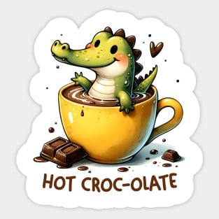 Crocodile hot chocolate Funny Quote Hilarious Animal Food Pun Sayings Humor Gift Sticker